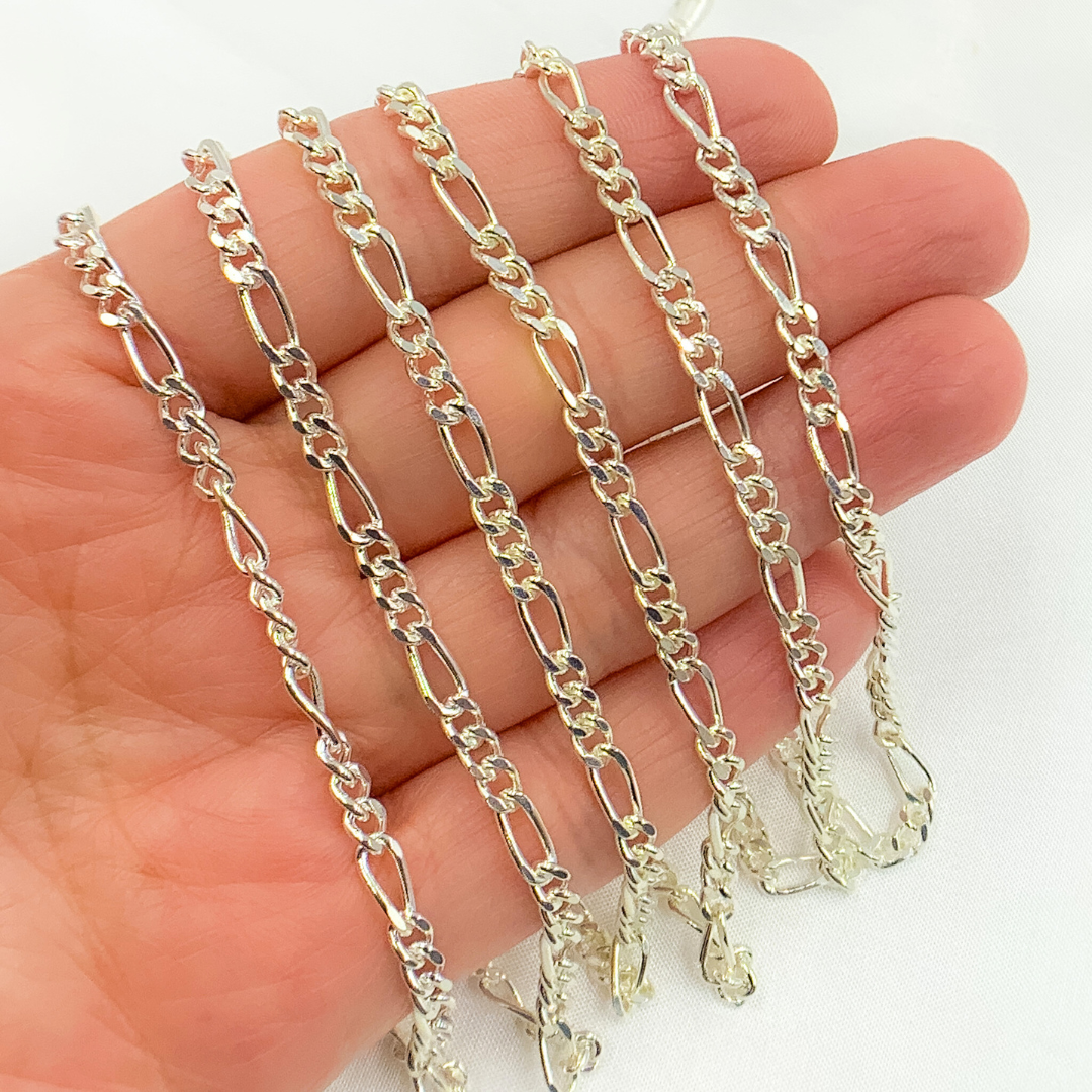 925 Sterling Silver Figaro Chain. 3831CSS