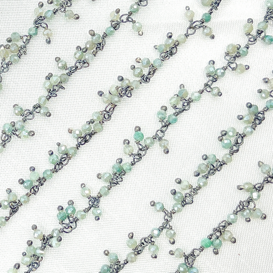 Coated Green Quartz Cluster Dangle Oxidized Wire Chain. CQU41