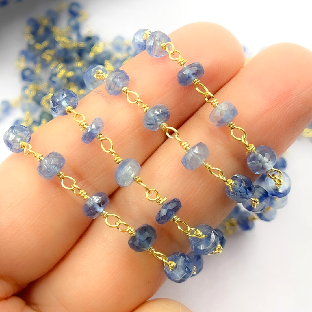 Kyanite Gemstone Wire Wrap Chain. KYA7