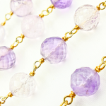 Load image into Gallery viewer, Pink Amethyst Round Shape Gold Plated Wire Chain. AME13

