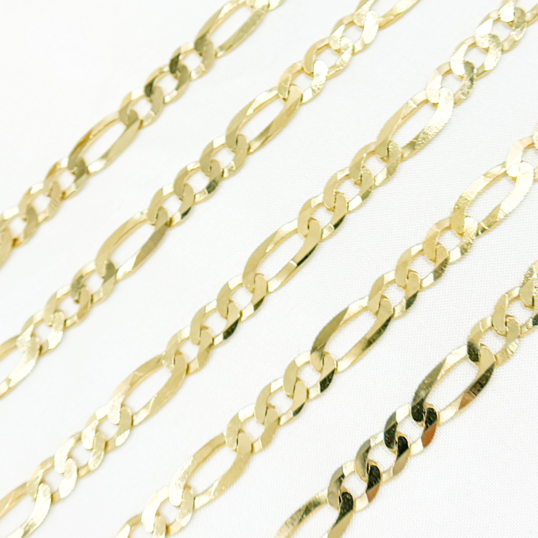 Gold Plated 925 Sterling Silver Flat Figaro Chain. V87GP