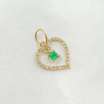 Load image into Gallery viewer, 14k Solid Gold Diamond and Emerald Heart Charm. GDP621
