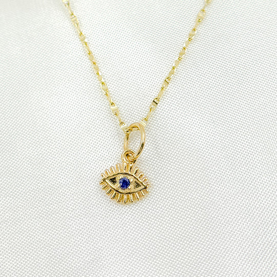 14K Solid Gold Diamond Evil Eye Charm