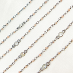 Load image into Gallery viewer, Coated Peach Moonstone &amp; CZ Oxidized Wire Chain. CMS65
