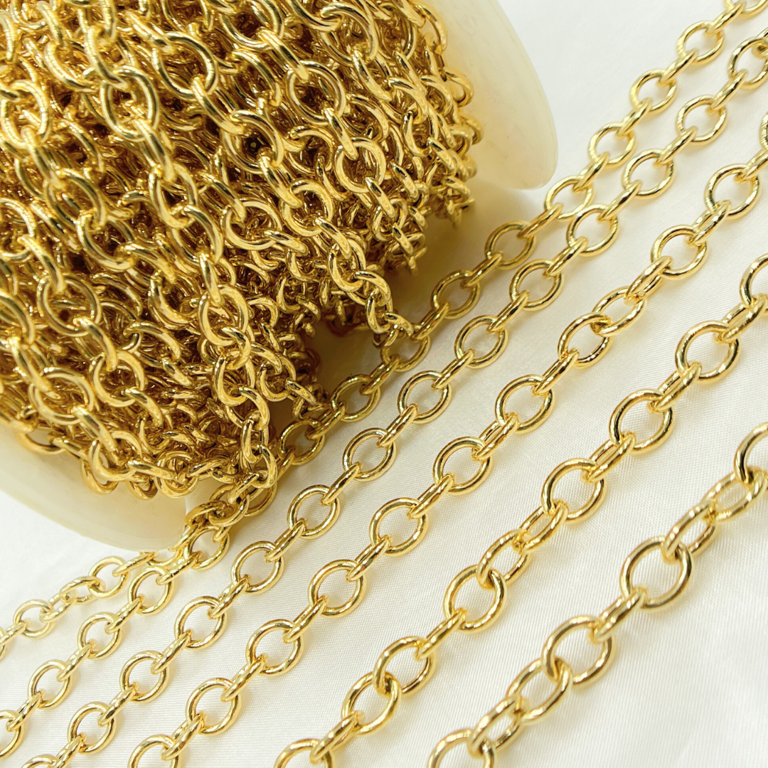 925 Sterling Silver Gold Plated Round Link Chain. Y63GP