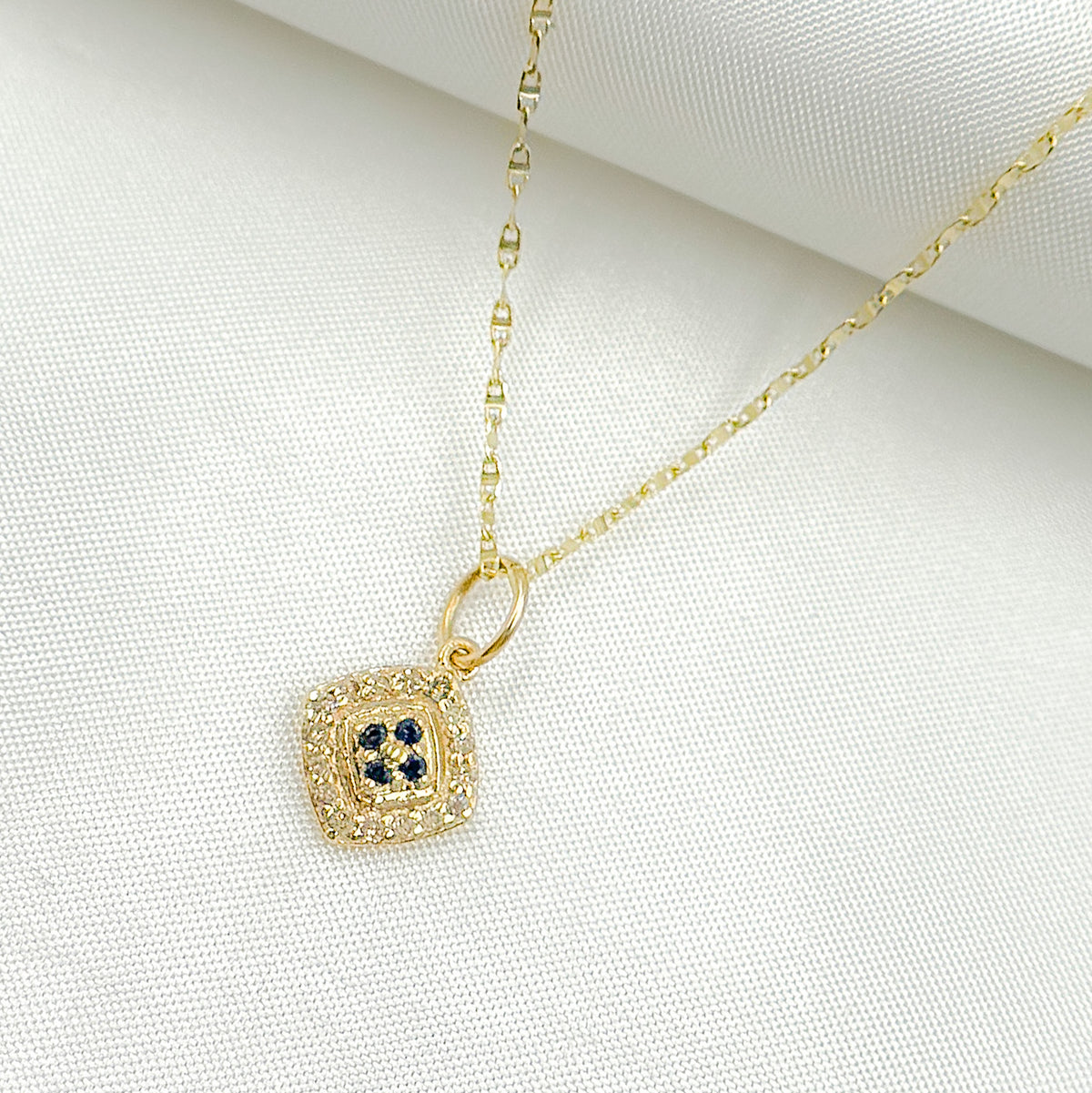 GDP387. 14K Solid Gold Diamond Charm with Gemstones