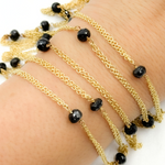 Load image into Gallery viewer, Black Spinel Double Gold Plated Connected Wire Chain. BSP33
