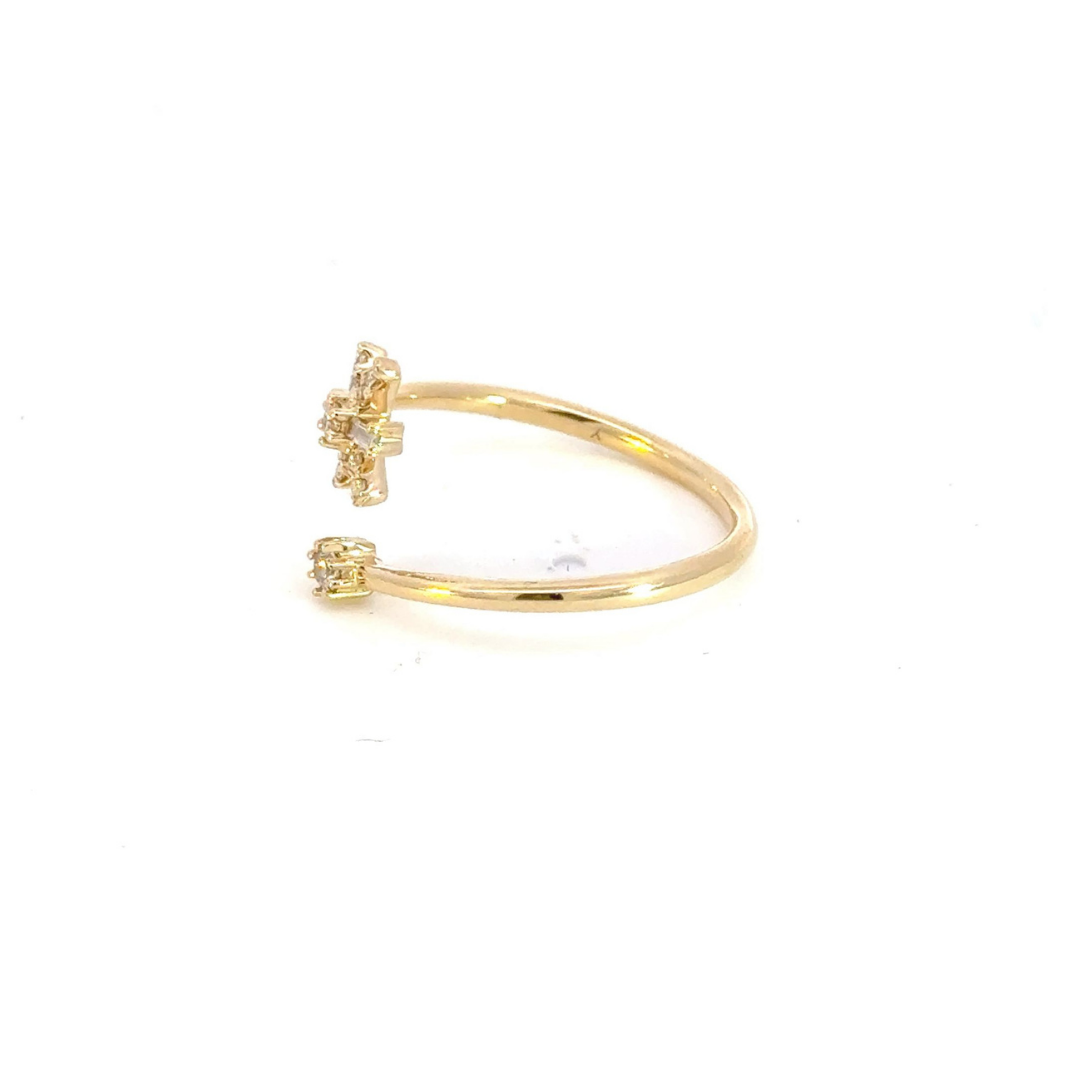 14k Solid Gold Diamond Flower Ring