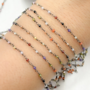 Multi Color Cubic Zirconia Oxidized Wire Chain. 