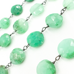 Load image into Gallery viewer, Chrysoprase Coin Shape Oxidized Wire Chain. CHR21
