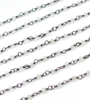 Coated White Topaz Wire Wrap Chain. 