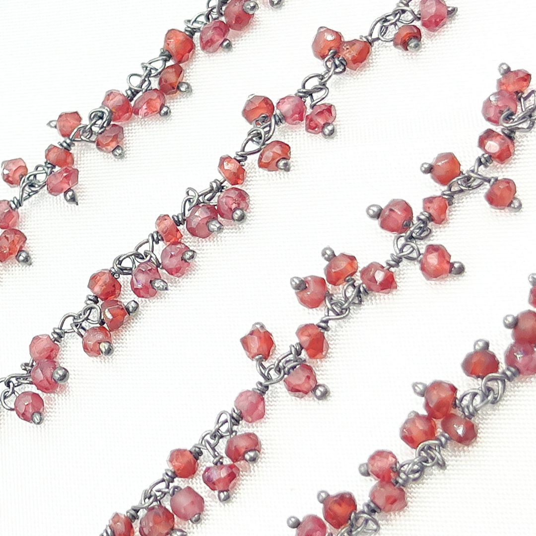 Garnet Cluster Dangle Oxidized Wire Chain. GAR8