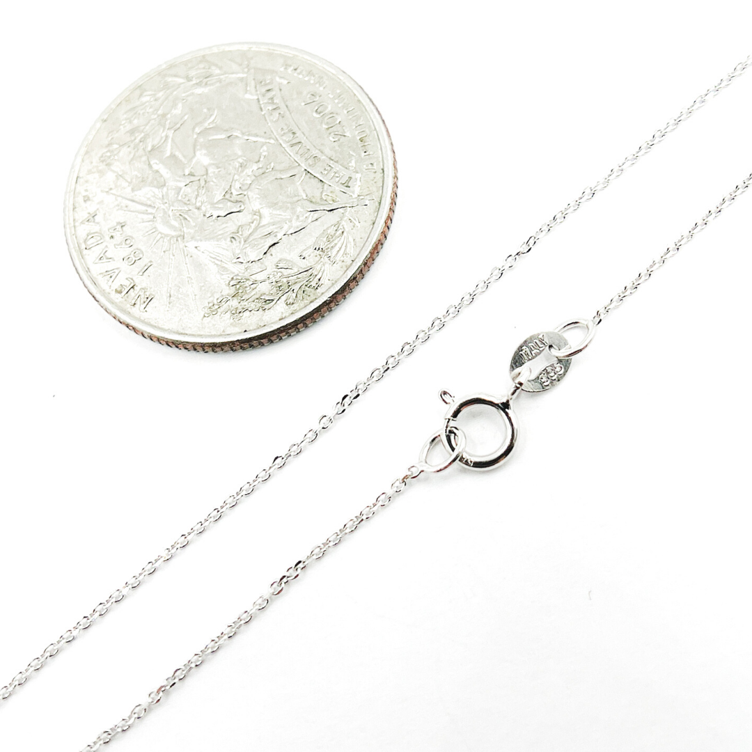 14K Solid White Gold Cable Necklace. 025R01T5WG