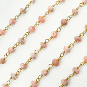 Rhodochrosite Gold Plated Wire Chain.