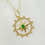 Load image into Gallery viewer, 14k Solid Gold Diamond and Emerald Star Charm. GDP636
