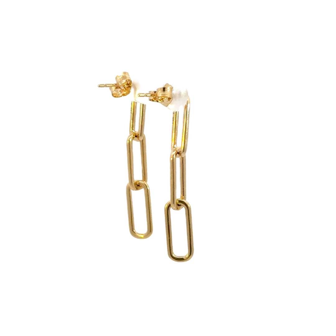 14k Solid Gold Paperclip Dangle Earrings. EFZ52394