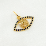 Load image into Gallery viewer, 14K Gold Charm Evil Eye Pendant with Diamonds &amp; Gemstone. GDP510
