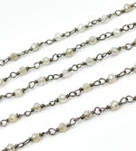 Load image into Gallery viewer, Coated Moonstone Oxidized 925 Sterling Silver Wire Chain. CMS48
