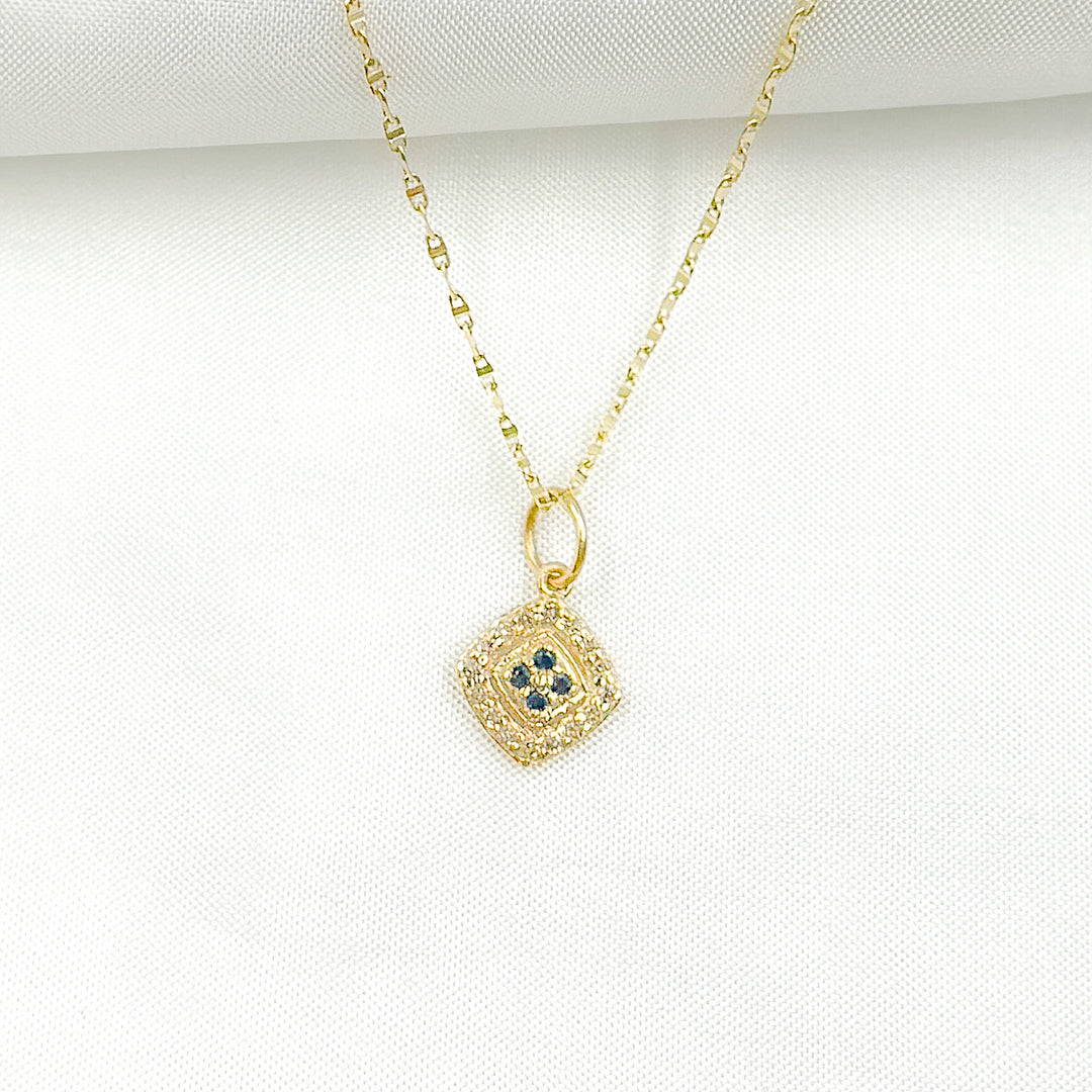 14K Solid Gold Diamond Charm with Gemstones. GDP387
