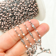 Coral & Round CZ Wire Wrap Chains