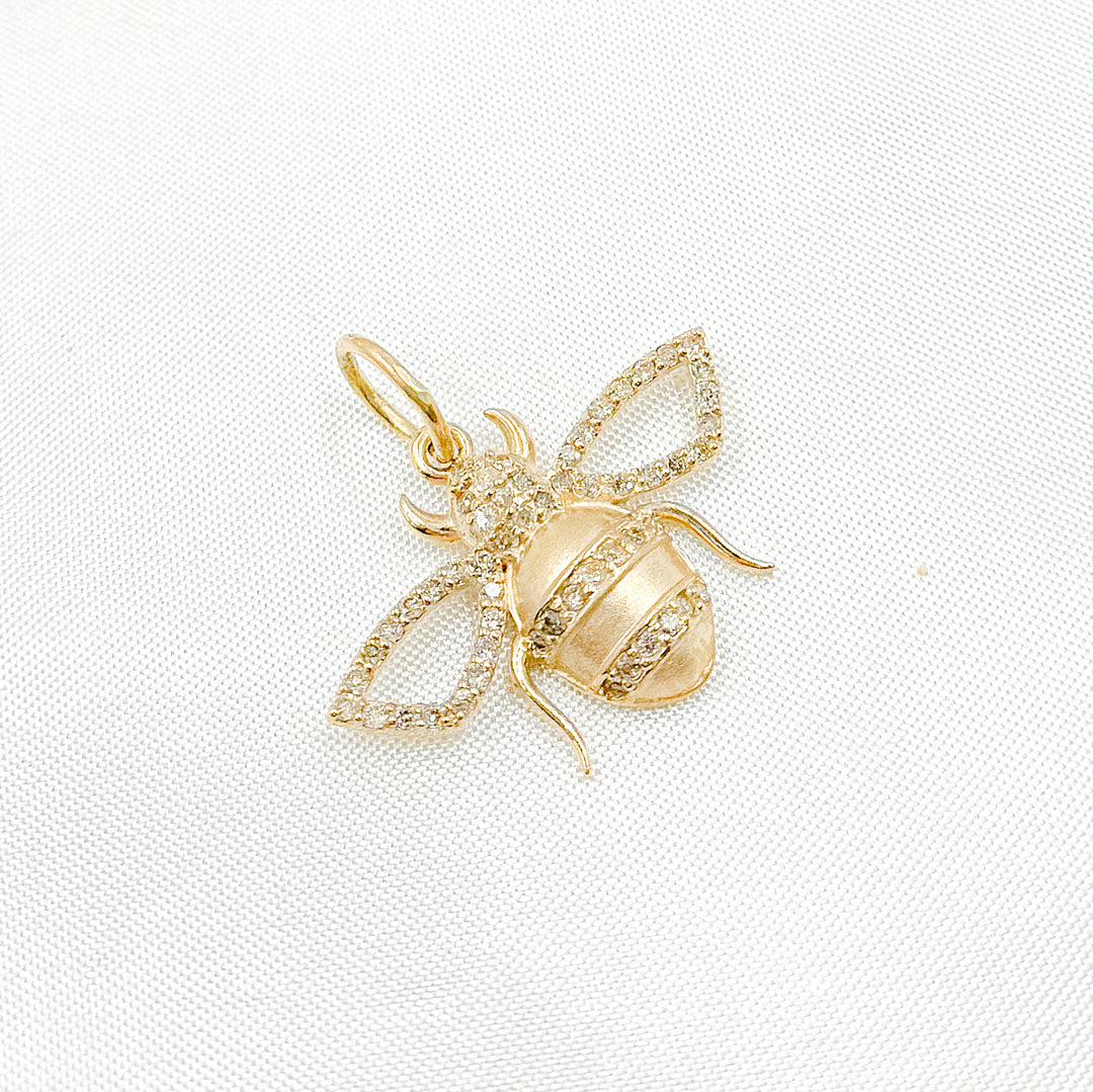 GDP13. 14K Solid Gold Diamond Bee Charm