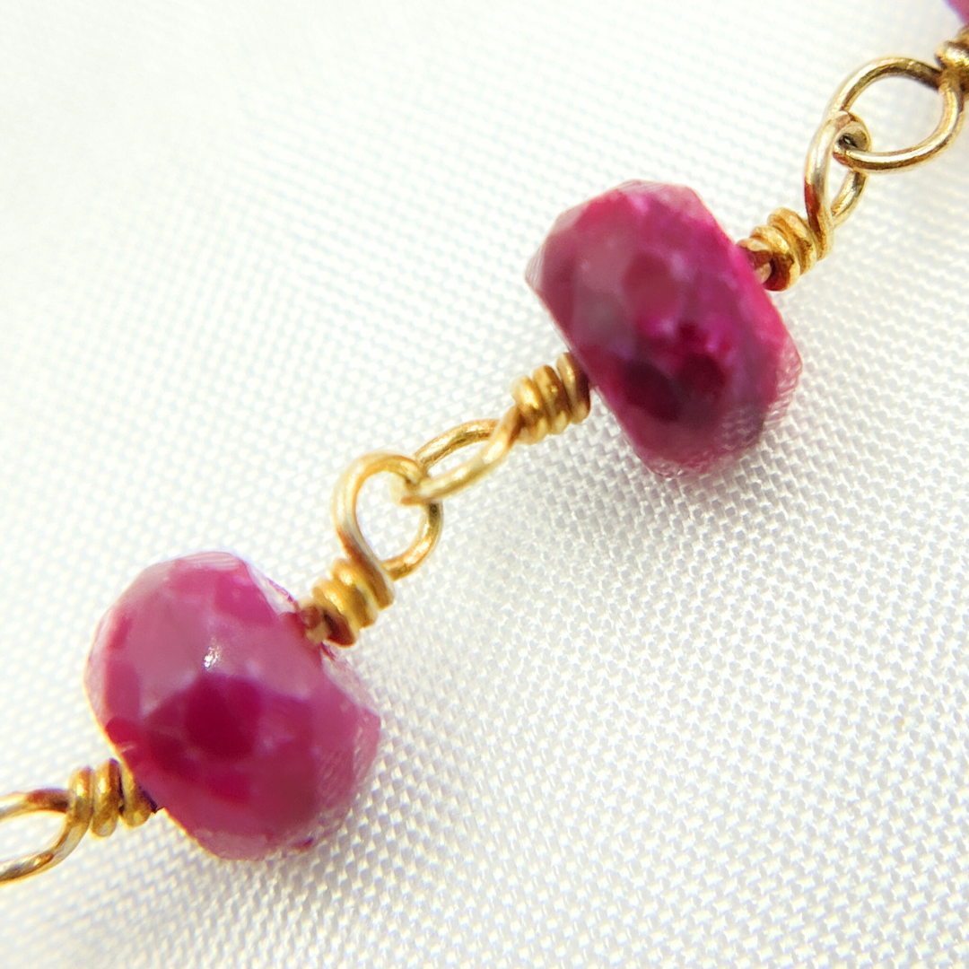 Dyed Ruby Gold Plated Wire Chain. RUB13