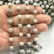 Howlite Gemstone Round Shape Oxidized Wire Chain.