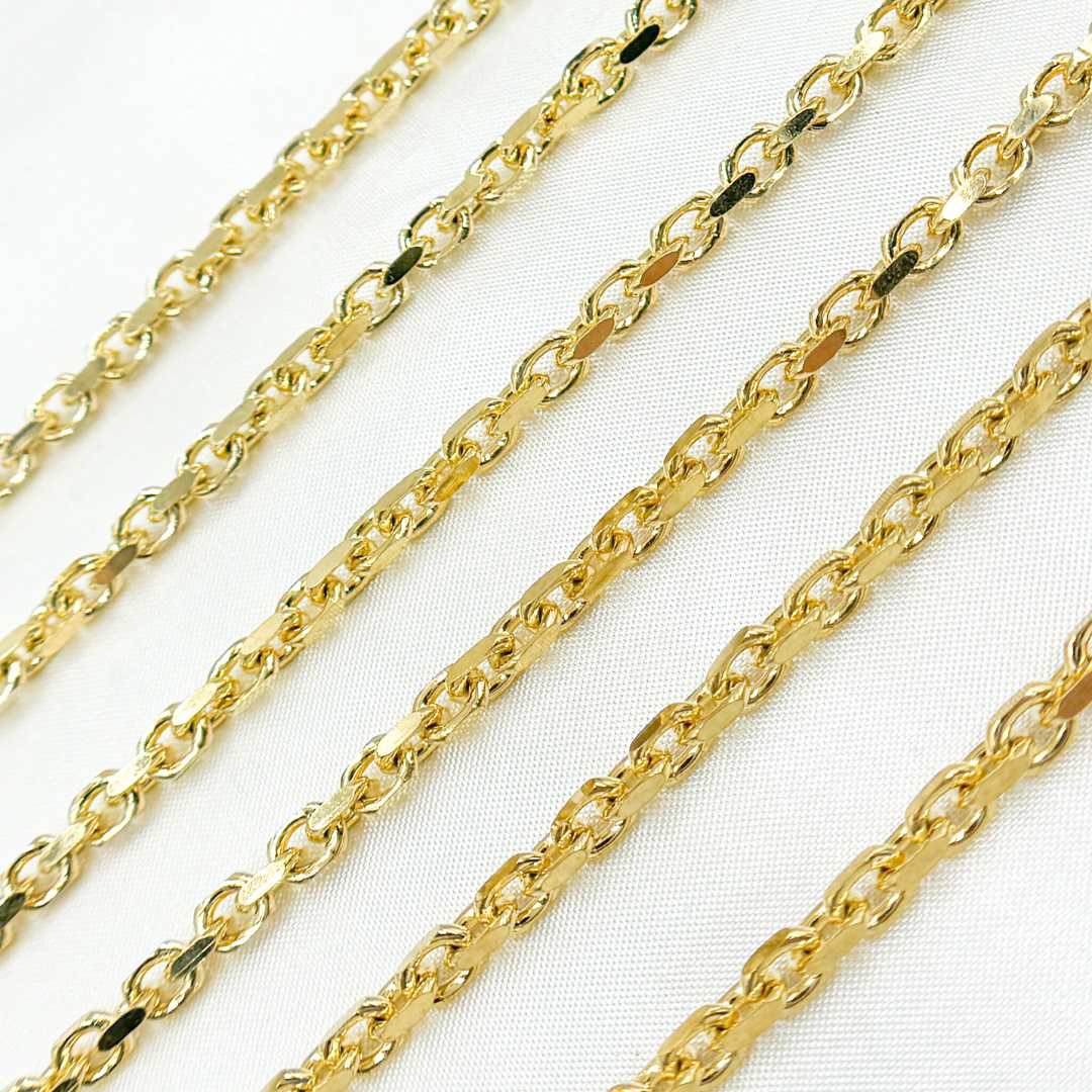 Gold Plated 925 Sterling Silver Oval Link Chain. Y8GP
