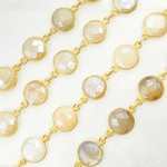 Load image into Gallery viewer, Coated White Moonstone Round Shape Bezel Gold Plated Silver Wire Chain. CMS18
