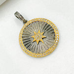 Load image into Gallery viewer, GDP808. 14k Solid Gold and Black Rhodium Sterling Silver Diamond Circle Star Charm.
