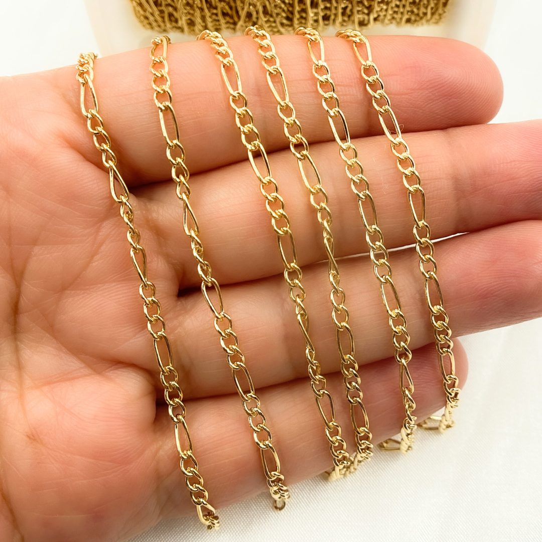 14K Yellow Gold Filled Figaro Style Chain. 2431CHRGF