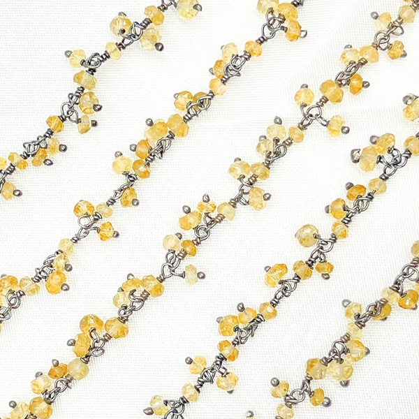 Citrine Cluster Dangle Oxidized Wire Chain.
