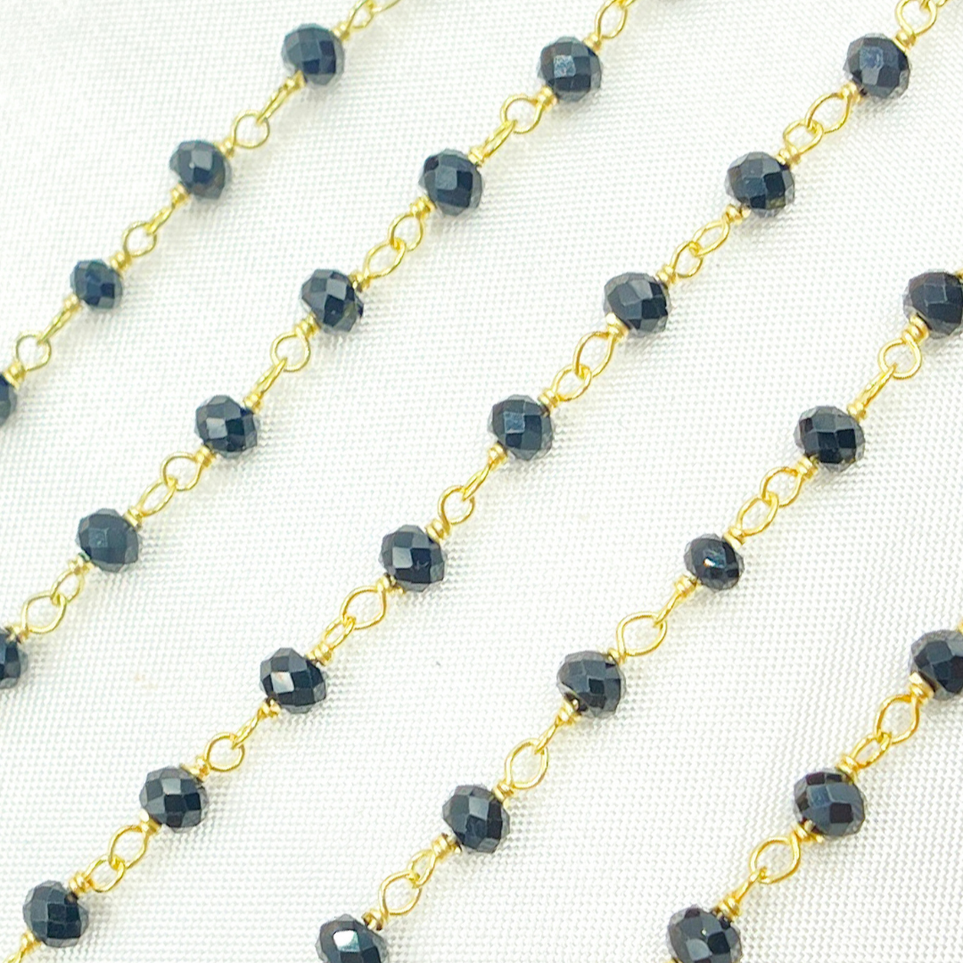 Black Spinel Gold Plated Wire Chain. BSP40