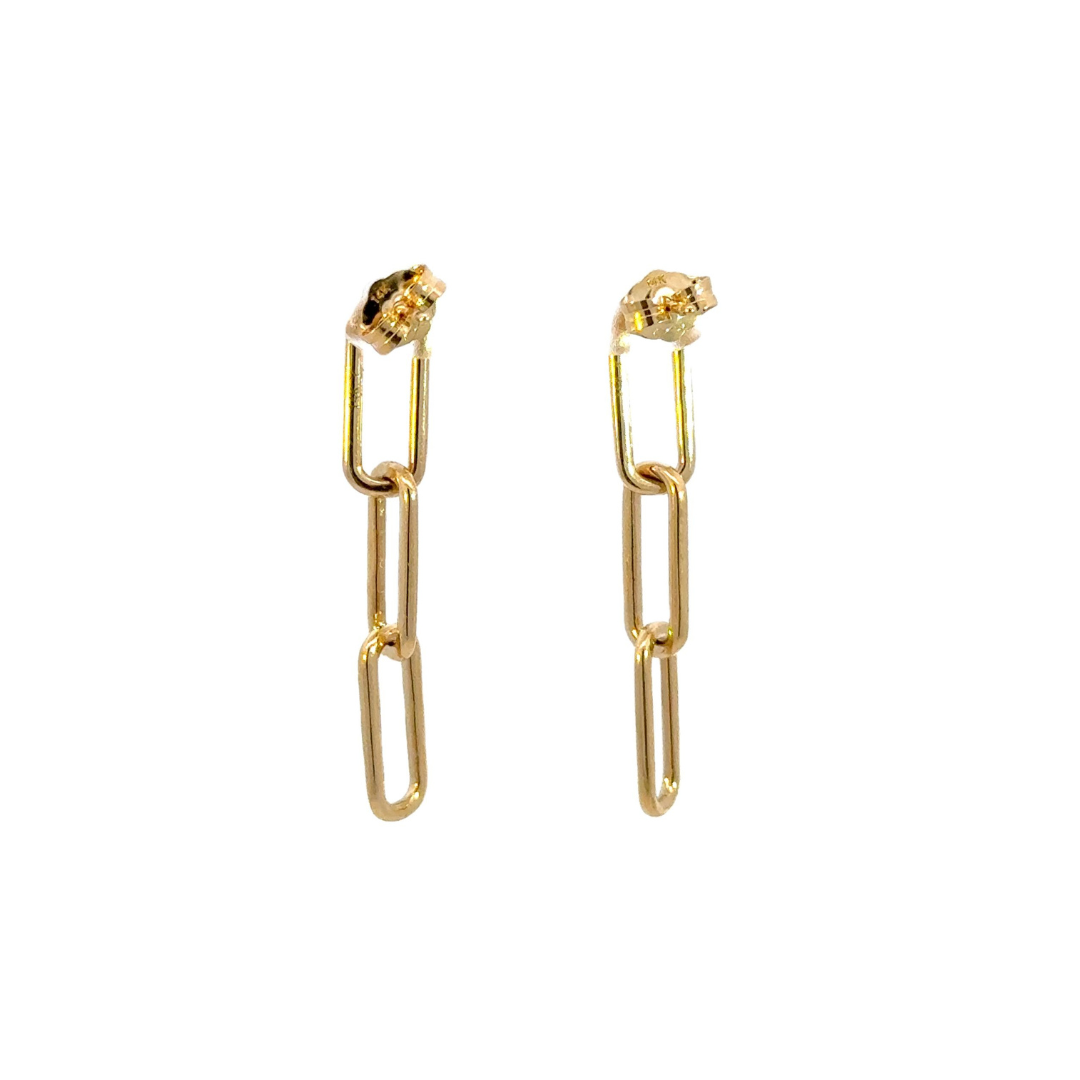 14k Solid Gold Paperclip Dangle Earrings. EFZ52394