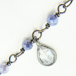 Load image into Gallery viewer, Coated Blue Moonstone &amp; CZ Dangle Oxidized Wire Chain. CMS37
